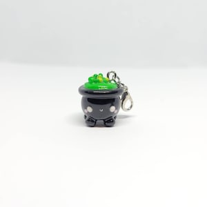 Spooky Cute Kawaii Halloween Cauldron Polymer Clay Charm, Halloween Charm, Cauldron Charm, Handmade