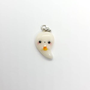 Spooky Cute Kawaii Halloween Ghost Polymer Clay Charm, Ghost Charm, Handmade