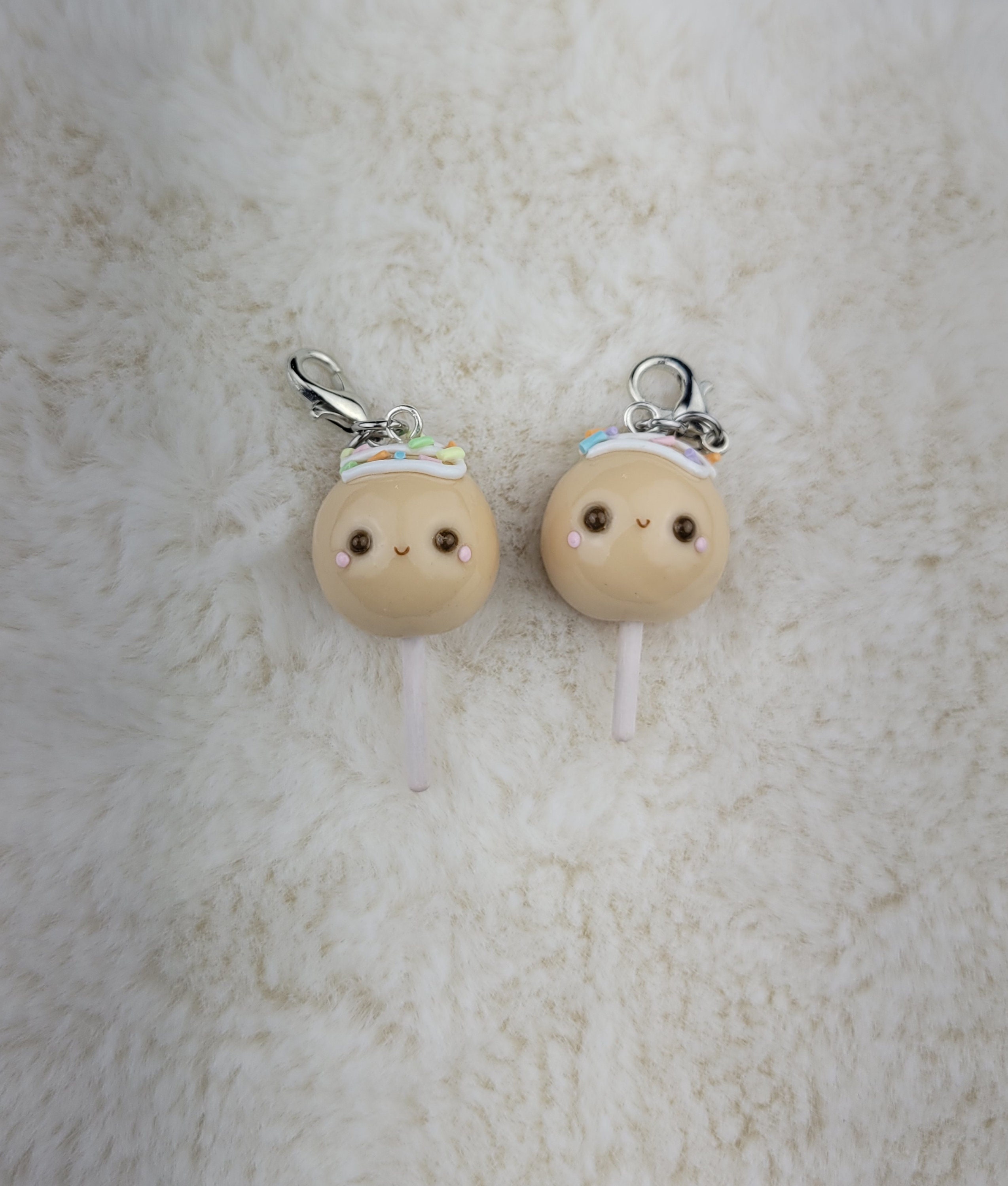 Cute Vanilla Cake Pop Kawaii Clay Charm, Cakepop Charm, Handmade