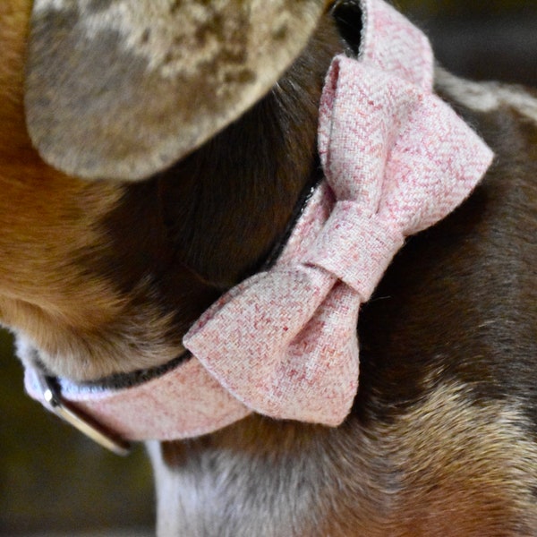 Doggy Bow Tie - Blush Herringbone