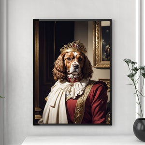 Print aristocraat cocker-spaniël, posterprint, woondecoratie, AI-kunst, *ingelijste print*, grappige kunst, upper class puppy's
