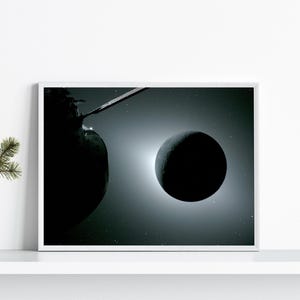 Unframed Artemis II Solar Array Wing Photo of Moon Eclipsing the Sun, Artemis 2, Orion Spacecraft Earth Set Photo, NASA Moon Mission Print