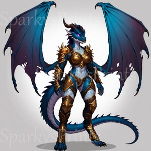 LIMITED x5, Adopt a Character: Azure Dragon Knight, Scale OC, Reference Sheet, Adoptable, Digital Download, Fursona