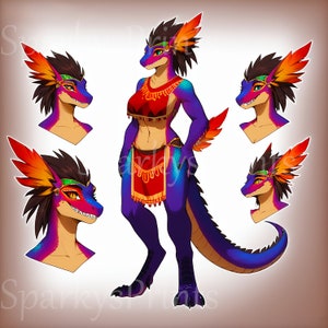 LIMITED x5, Adopt a Character: Iridescent Reptile, Scale OC, Reference Sheet, Adoptable, Digital Download, Fursona