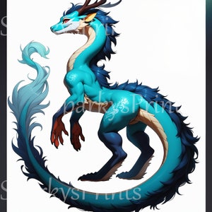 LIMITED x5, Adopt a Dragon, Azure, Feral OC, Reference Sheet, Adoptable Character, Digital Download, Fursona