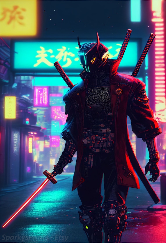 Premium AI Image  anime samurai cyberpunk