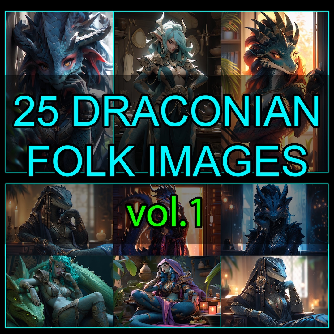 25 Draconian Folk Images Vol. 1, 25 .jpg Files Dragonoid People, Dragon ...