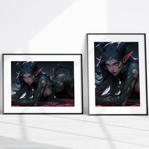 Demon Seductress Photo Print, Wall Art, AI Art Print, Poster Print, Home Decor, Succubus Demon, Wall Hanging, Unframed Prints