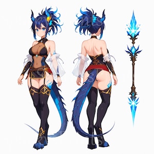 EXCLUSIVITÉ x1 adoptez un personnage : anime dragon girl, feuille de référence, adoptable, téléchargement numérique, poilu, anthropomorphe