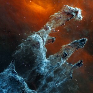 Ghostly Pillars of Creation Print - James Webb Space Telescope MIRI Cam - Halloween Colors - home decor - spooky - space - JWST -
