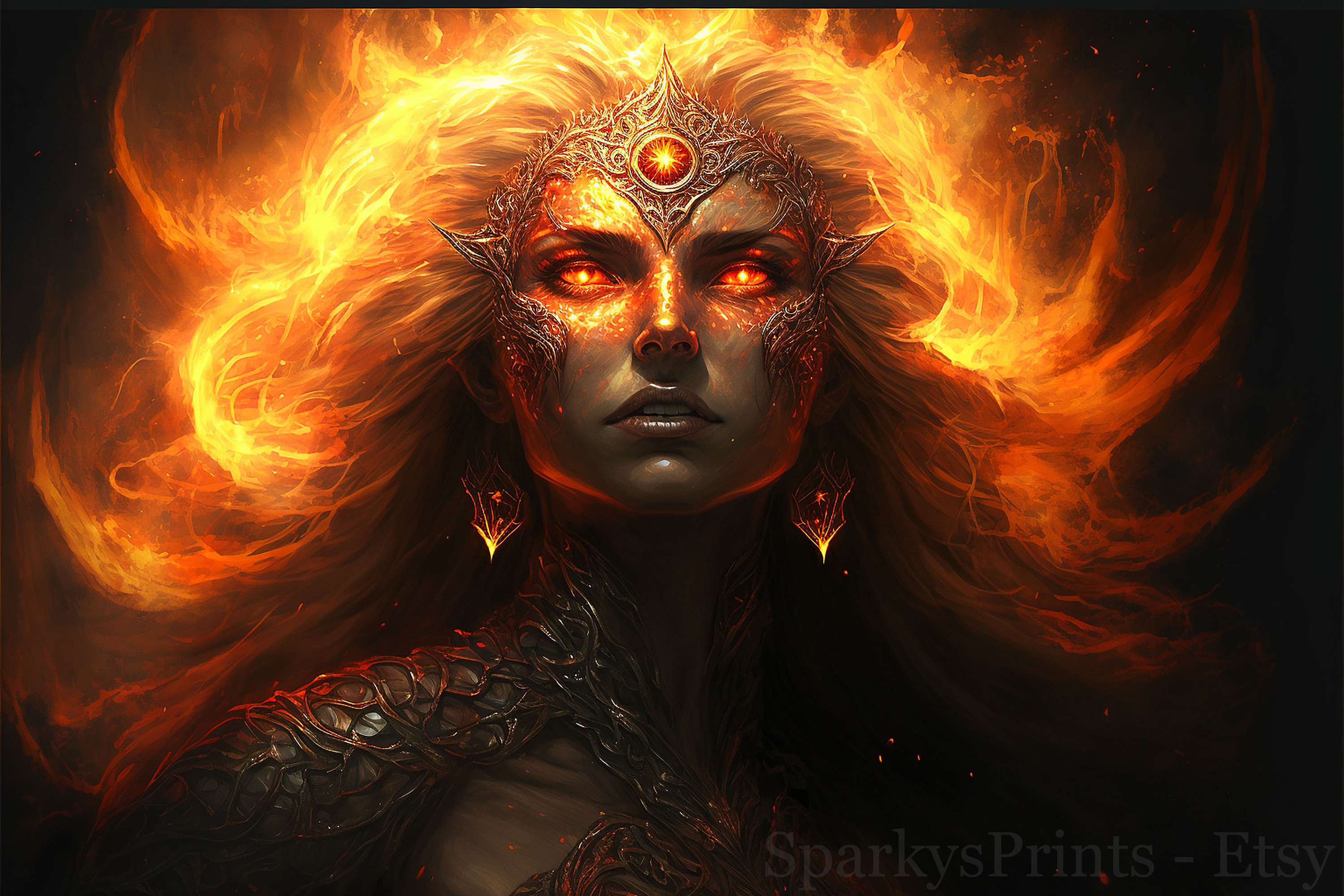 Wall Art, AI Art Print, Sol, Goddess of the Sun, Norse Mythology, Sol ...