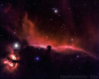 Original Wall Art Horsehead Nebula & Flame Nebula Print, Amateur