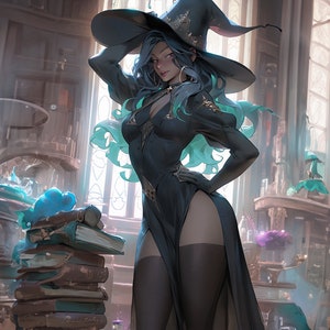 Wall Art Prints, Magical Mage, Sorceress Witch, Female Sorceress Print, High Fantasy Art, Home Decor, Sorcerer Mage, Poster Print, Art Print