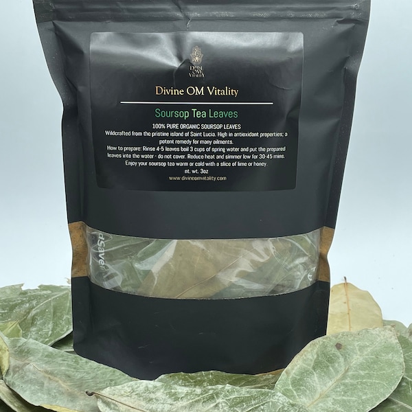 Organic Soursop Leaves (Graviola, Guanabana leaves) 2oz /Harvested in St. Lucia/Superfood/Healthy/Tea/Anti-inflammatory/Vegan/antioxidant