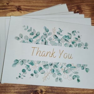 10 Eucalyptus Thank You Cards. A6 thank you cards with envelopes. Pack of 10. Blank inside.