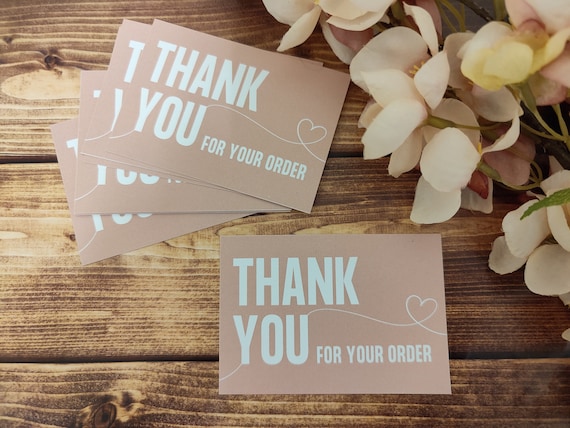 Dusky Pink Thank you for your order cards, made 300gsm smooth white card