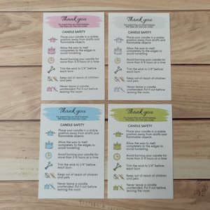 Candle Safety Care Cards Thank You Cards