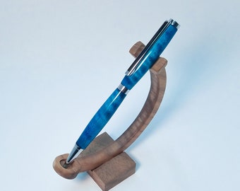Colorful blue curly maple wood pen.  Great for gifts!