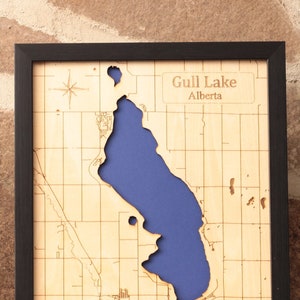 Gull Lake Alberta Map Custom Wooden Lake Map Framed Personalized House Décor Wall | Etsy Canada