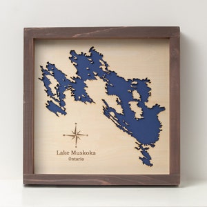 Mise à niveau du cadre en bois pour une carte personnalisée du lac (sans couvercle en verre)