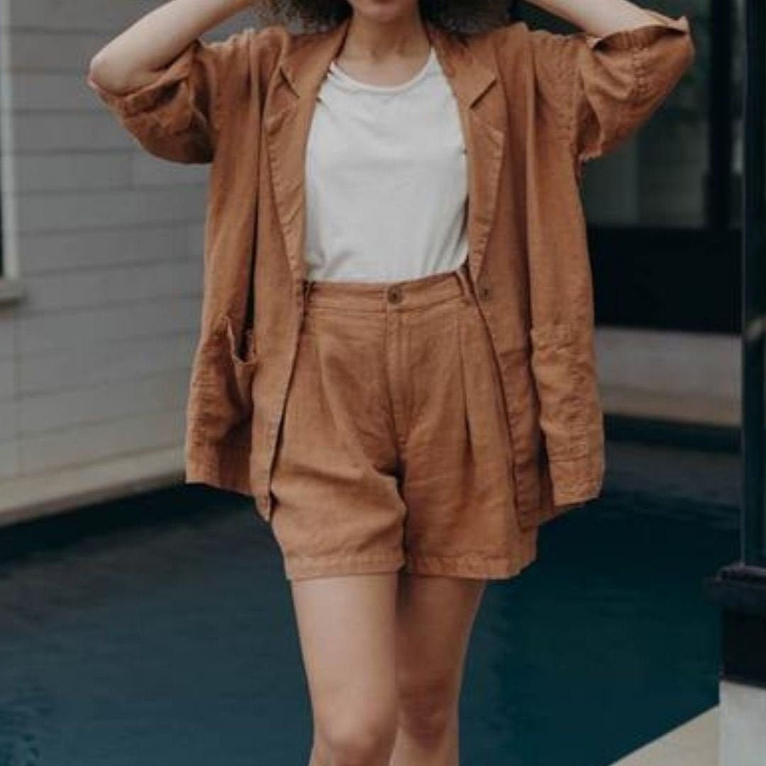 Linen Co-ord Set Rust Brown Linen Set 