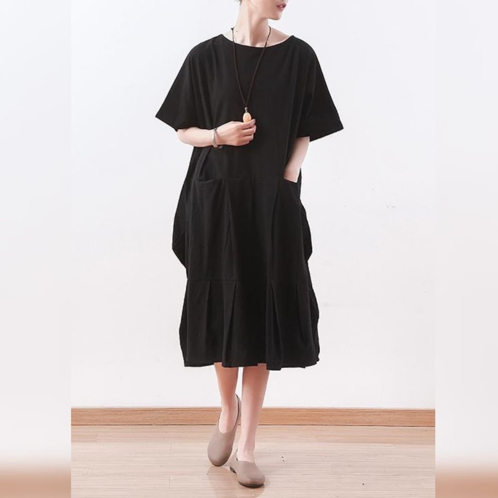 Casual Linen Dress Black Linen Dress Linen Dress Linen | Etsy