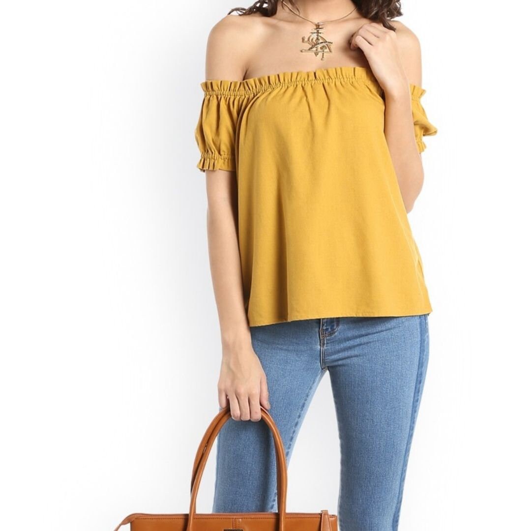 Lässiges Leinen Off Shoulder Top Senfgelbes Top Leinen Top | Etsy