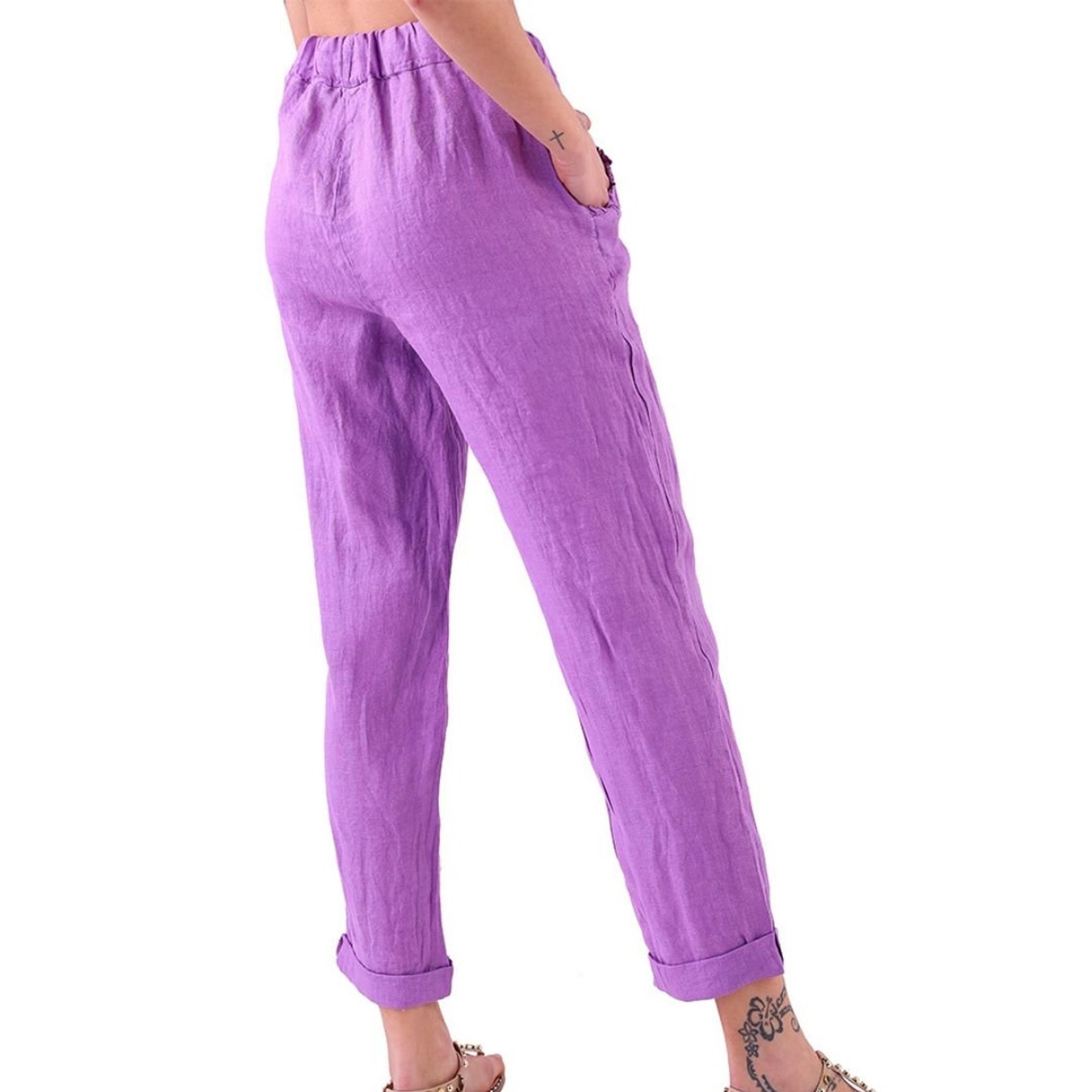 Casual Linen Pants Purple Linen Pants Linen Pants Loose Etsy