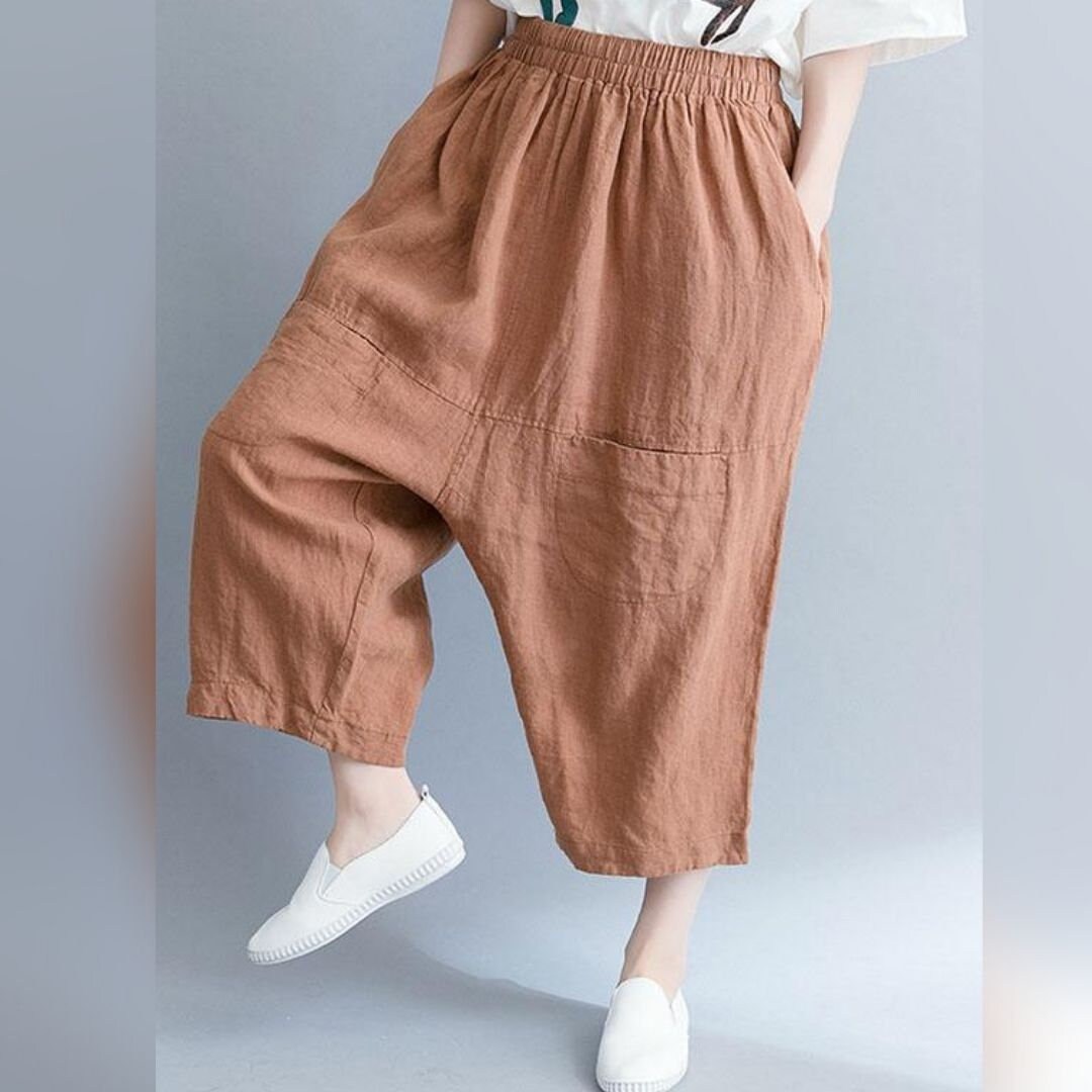 Casual Wide Linen Pants Brown Linen Pants Casual Pants Etsy