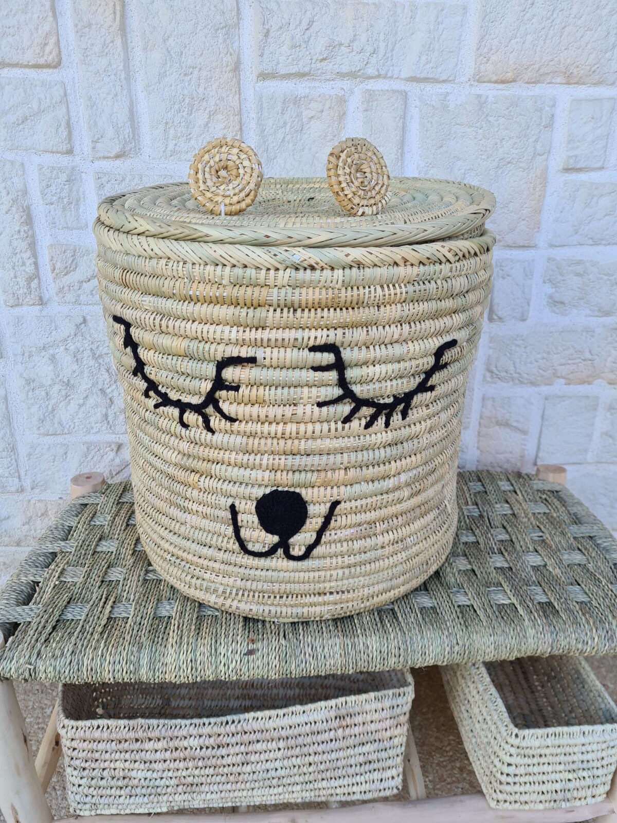 Panière Ourson L Feuilles de Palmiers