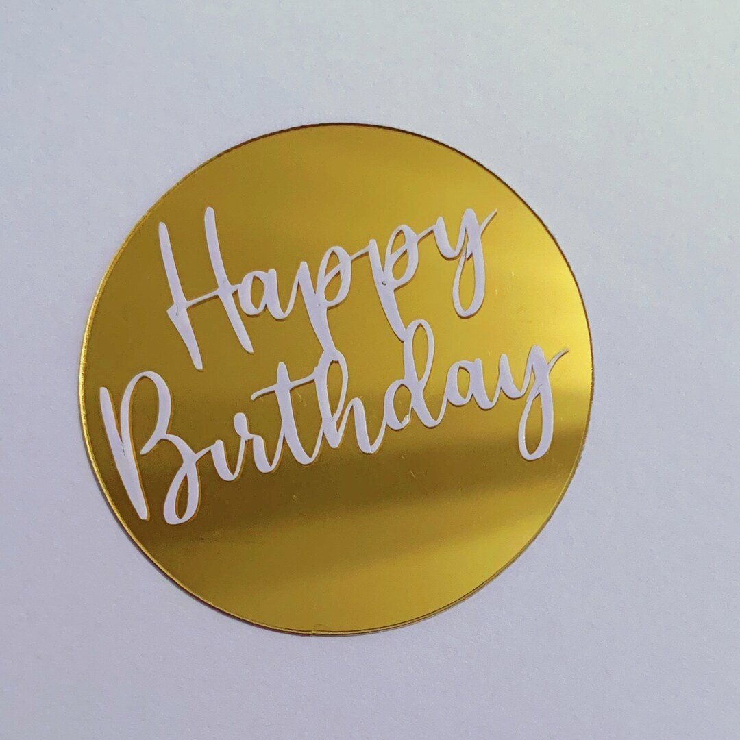 Acrylic Mirror Disc Cake Cupcake Topper Gold Silver 5cm Any Name Any ...