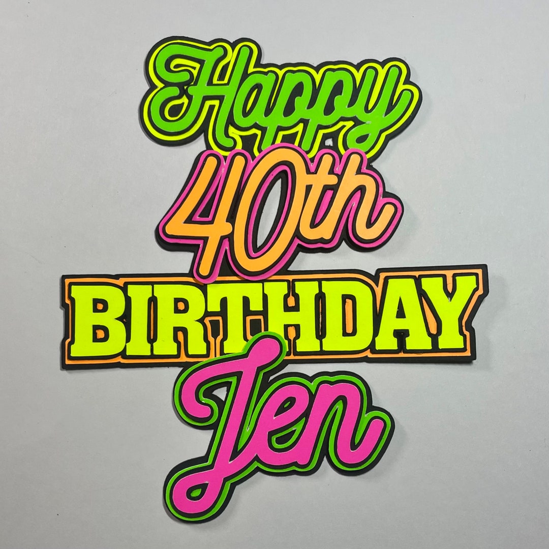 Personalised Bright Neon Cake Topper 80s 90s Layered Etsy UK