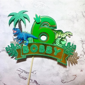 Personalised 3D Bespoke Cake Topper Dinosaur Theme Any Name Age