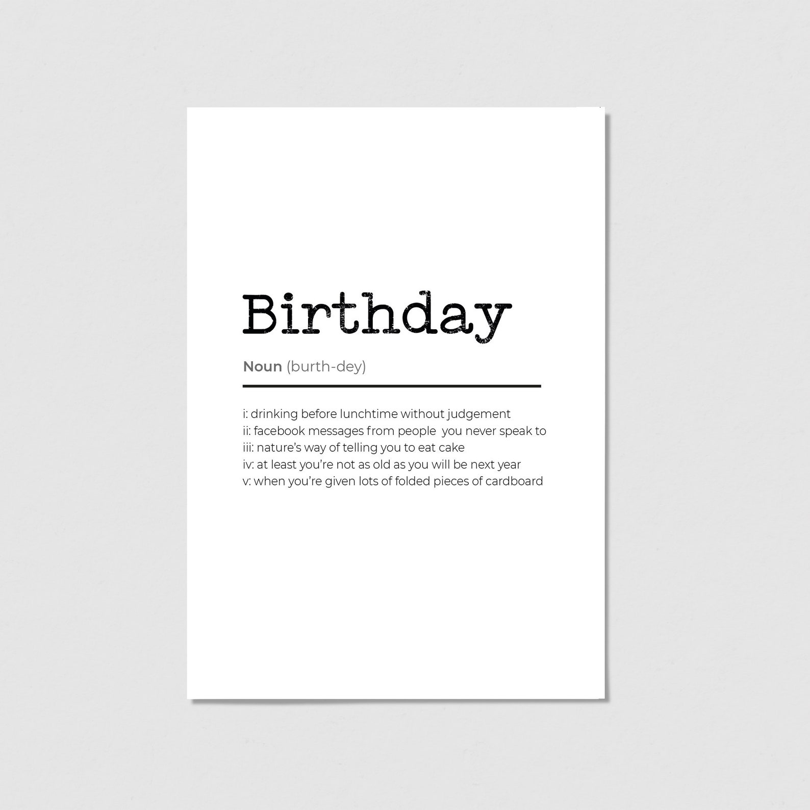 Birthday Card Definition Card Greeting Card Etsy