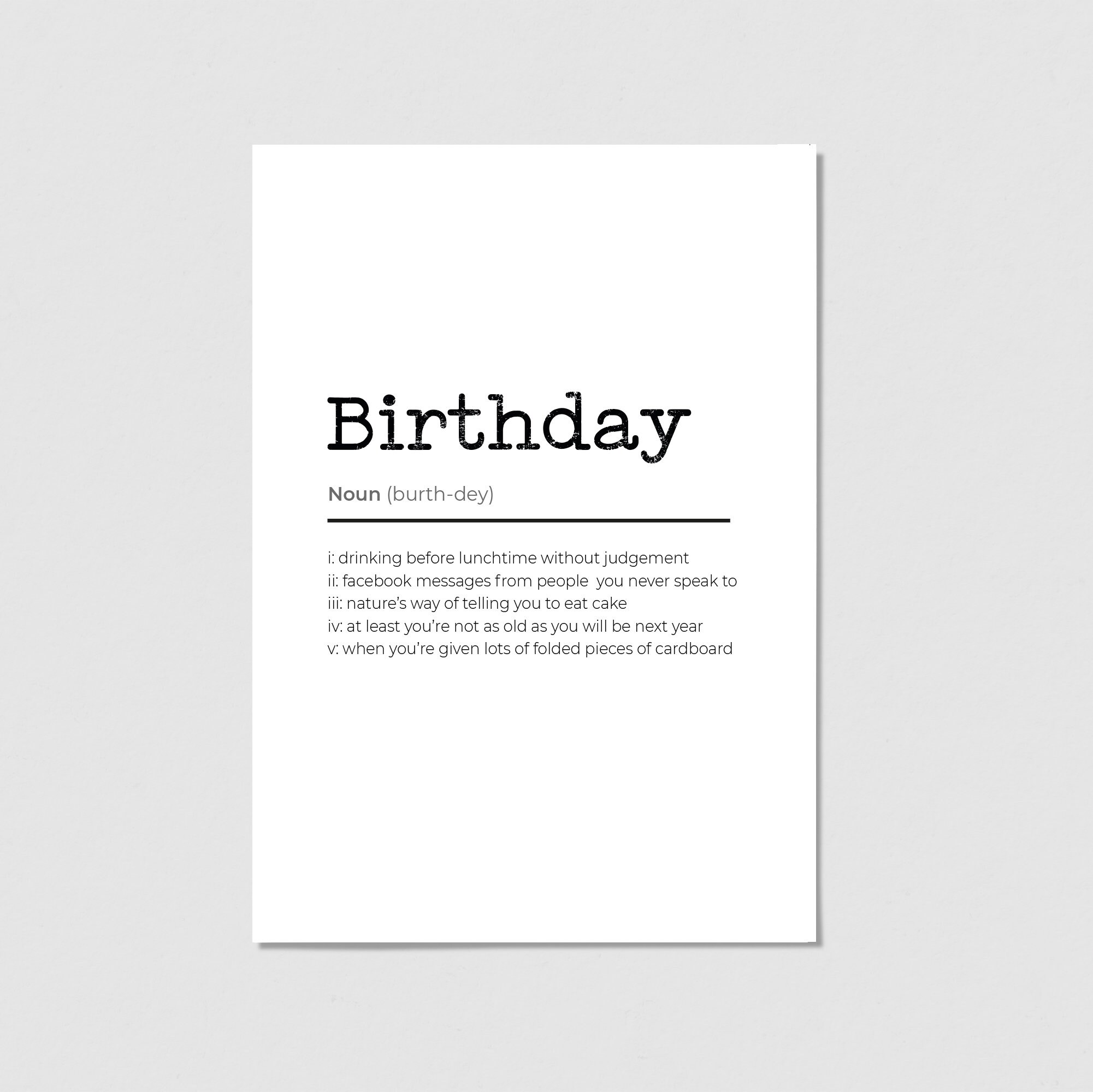 Birthday Card Definition Card Greeting Card Etsy