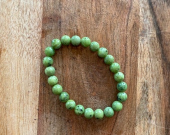 Pulseras de jade hechas a mano de 8 mm, pulsera de cuentas redondas elásticas de piedras preciosas naturales, pulsera de cuentas
