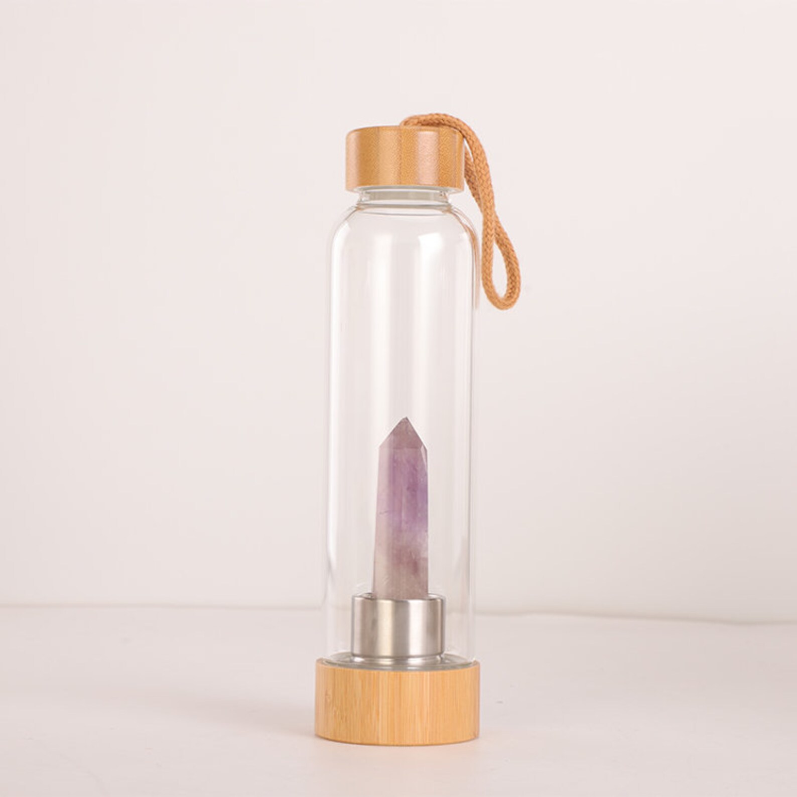 Crystal Bamboo Water Bottle Crystal Healing Water Bottle Etsy