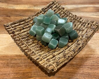 One Natural Aventurine Tumbled Stone, Gemstone Square Aventurine Tumbled Stone