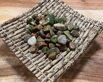 One Natural Unakite Tumbled Stone, Gemstone Unakite Tumbled Stone, Irregular Shaped Pocket Stone