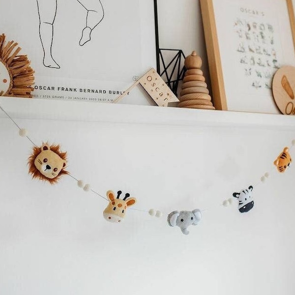 Safari Garland Safari Bunting Nursery Safari Nursery Decor Kids Bedroom Decor Baby neutral Nursery Animal Stocking Filler toddler Christmas