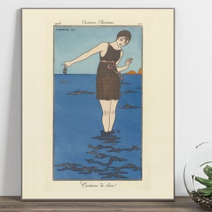 Parisian woman, woman in water, 1900&#39;s, fashion journal, DIGITAL DOWNLOAD, fashion wall decor, Parisian wallart, fashion wall art, #86