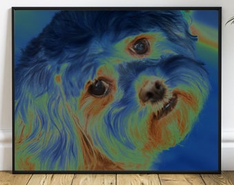 Blue Dog Abstract Art Print: Fun Animal Portrait (Digital Download)