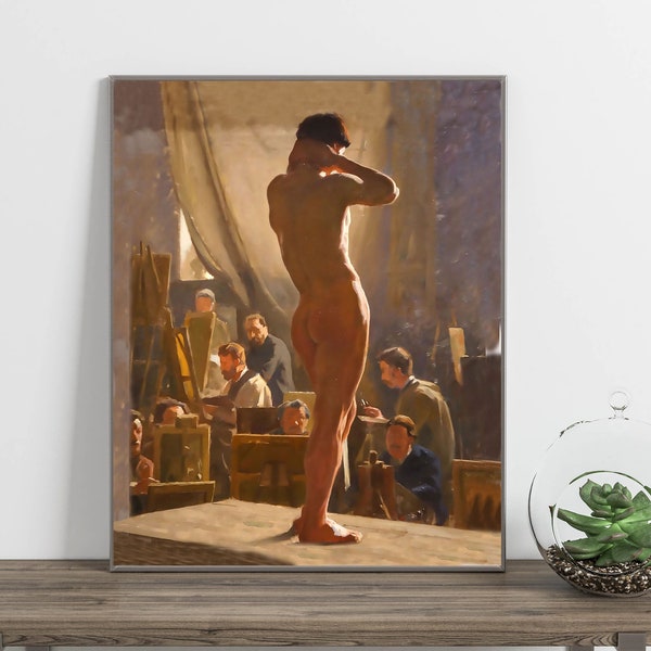 Nude male, 1800's, picture from a painting, DIGITAL DOWNLOAD, male model, nude man posing, male wall art, nude art, nude photo