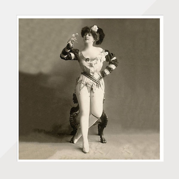 Burlesque actress, 1902 print, vintage burlesque, square and vertical format, multiple size options