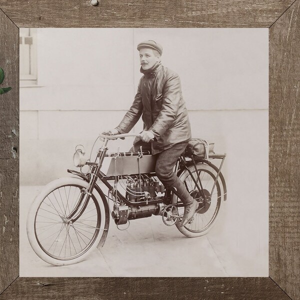 1900's Motorcycle, vintage motorcycle, DIGITAL DOWNLOAD, mancave art, square and vertical options