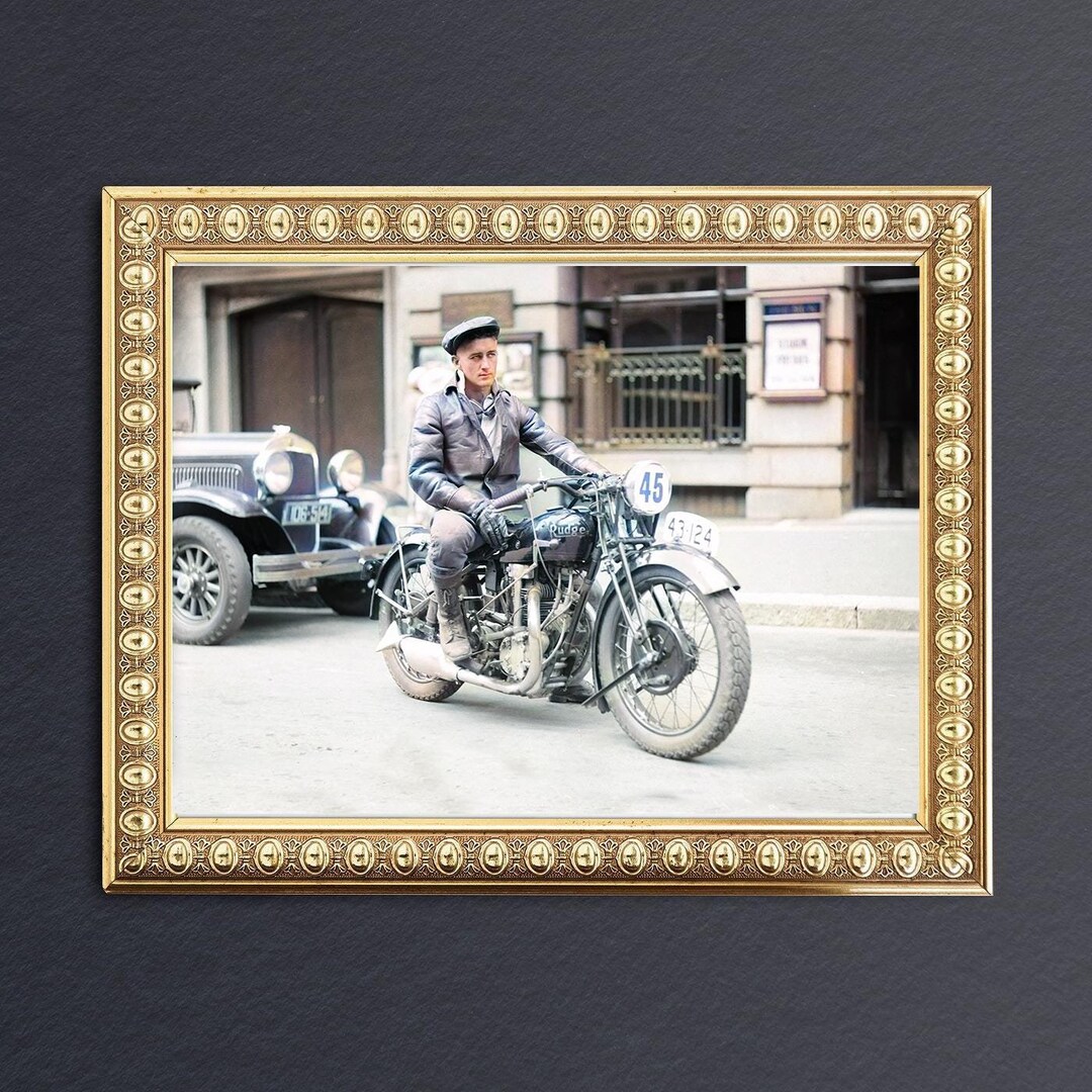 Rudge Motorcycle, Early 1900's Motorcycle, Colorized, Mancave Art ...