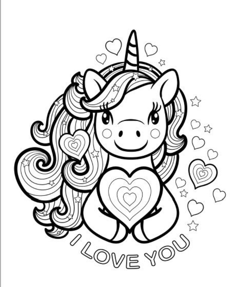 35 Unicorn Coloring Pages/printable/pdf - Etsy