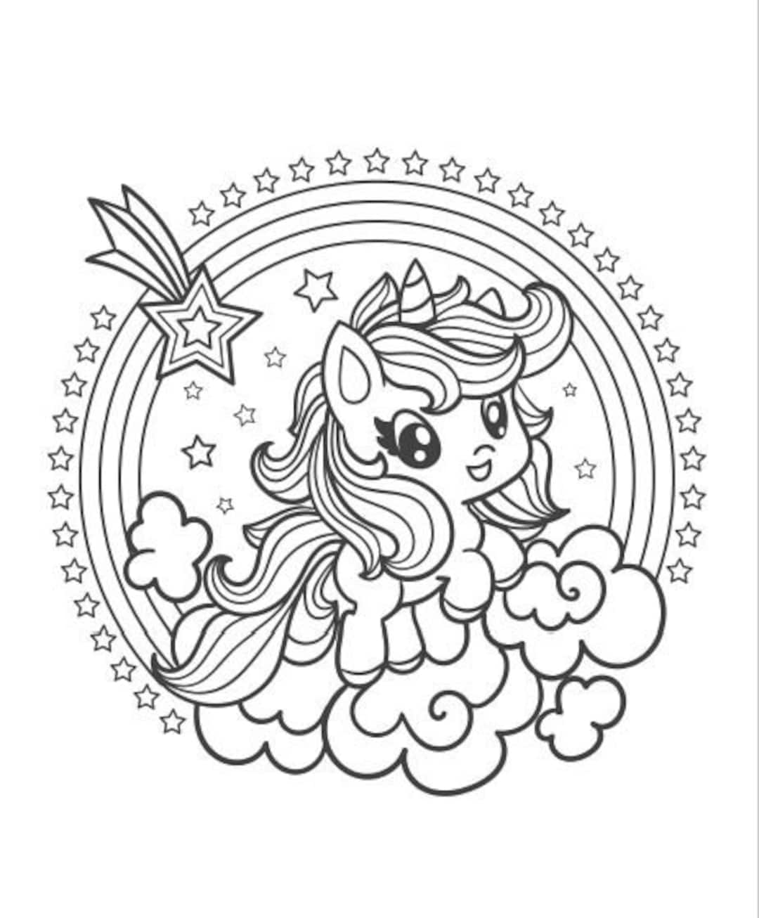 35 Unicorn Coloring Pages/printable/pdf - Etsy