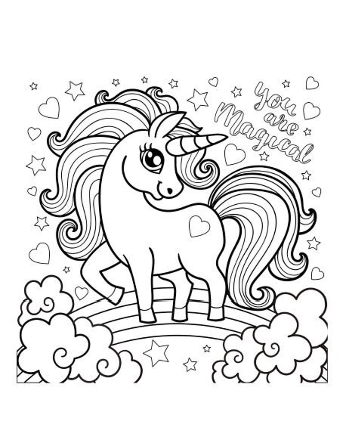 35 Unicorn Coloring Pages/printable/pdf - Etsy