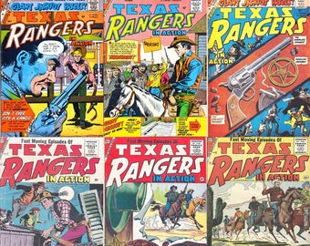 vintage wild west comics - Texas Rangers. 9 issues, Over 350 pages, 1950s vintage western comics, pdfs suitable for pc, phones, tablets